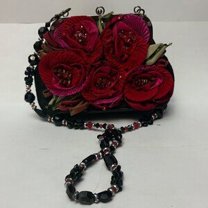 MARY FRANCES Rose Beaded and Embellished Evening Bag